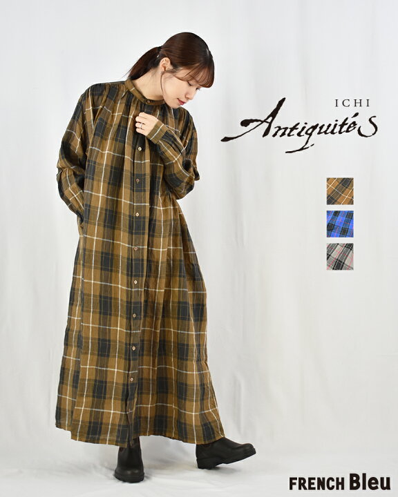 楽天市場】ICHI Antiquites リネン タータンチェック ワンピース イチ  