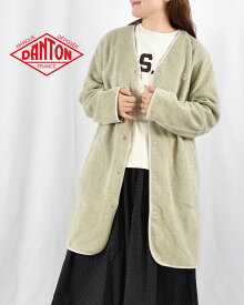 ダントン DANTON フリースロングジャケット #JD-8992 ライトアウター カーディガン コート 羽織 レディース クルーネック 無地 2025AW