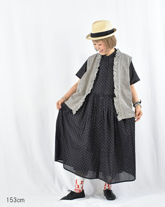 楽天市場】motomi.m リネン ダンガリー フリルベスト ジレ モトミエム 