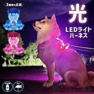 犬用 LED ライト 光 ハーネス 光るハーネス 防水 USB充電 明るい 光る 夜間 散歩 視認性 安心安全 小型犬…