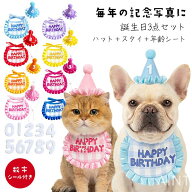 犬 誕生日 グッズ ハット スタイ 年齢シート 誕生日セット 3点セット 衣装 犬用スタイ 帽子 バースデー …