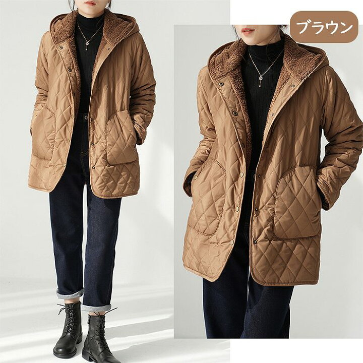 楽天市場】もこもこ ボア素材 キルティング ジャケット レディース 冬 