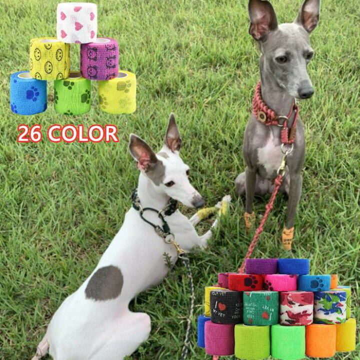 楽天市場 ペットフレックス 動物用包帯 犬 猫 粘着包帯 自着性伸縮包帯 弾力包帯 バンテージ ペット 伸縮 生活防水 怪我防止 A柄 T柄 Km511g French French
