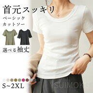 新色 スイモク 半袖 Tシャツ レディース トップス カットソー リブ デイリー 肌触りの良い素材 大きいサ…