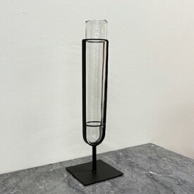 [中古]★モデルルーム展示品★フラワーベースガラスベースアイアンフレーム高さ50cm花瓶花器気泡インテリア雑貨