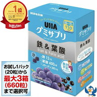 ★6月中エントリーでP5倍★ 送料無料 UHA味覚糖 グミサプリ 鉄＆葉酸 110日分 (20粒×11袋) アサイーミッ…