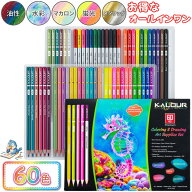 ★7月中エントリーでP5倍★ 色鉛筆 60色 セット 5in1 水彩色鉛筆 油性 メタリック 蛍光 マカロン オール…
