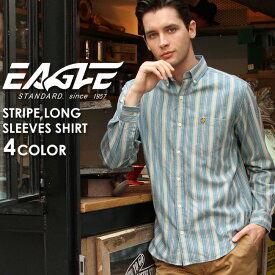 シャツ 長袖 メンズ ボタンダウン ストライプ 大きいサイズ 日本規格 89023 / ブランド EAGLE STANDARD イーグル / 長袖シャツ ワイシャツ Yシャツ カジュアル コットン ギフト [F]