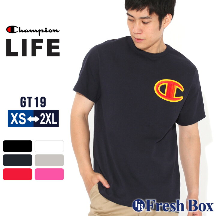 楽天市場】Champion チャンピオン tシャツ メンズ 半袖 刺繍ロゴ 
