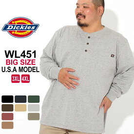 【送料無料】 [ビッグサイズ] ディッキーズ Tシャツ 長袖 ヘンリーネック WL451 無地 メンズ 大きいサイズ USAモデル Dickies 長袖Tシャツ ロンT 4L 5L