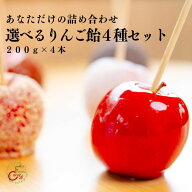 【 国産リンゴ使用 選べるりんご飴 / 4種セット 】 りんご飴 200g×4本 フルーツ飴 個包装済み 詰め合わ…