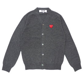 100％本物保証 プレイ コムデギャルソン PLAY COMME des GARCONS MENS RED HEART WOOL CARDIGAN カーディガン GRAYxRED グレー 灰色 メンズ 新品