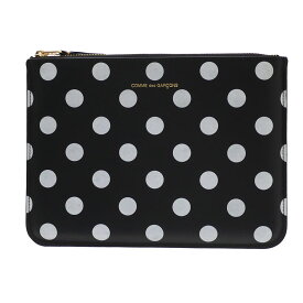 100％本物保証 新品 コムデギャルソン Wallet COMME des GARCONS POLKA DOTS PRINTED Pouch クラッチバッグ ポーチ BLACKブラック 黒 メンズ レディース