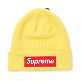 100％本物保証 新古品/未使用 シュプリーム SUPREME 22FW New Era Box Logo Beanie ニューエラ ボックスロゴビーニー PALE YELLOW イエロー メンズ レディース FREEサイズ 2022FW (ヘッドウェア)