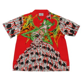 100％本物保証 新品 ワコマリア WACKO MARIA ネックフェイス NECK FACE HAWAIIAN SHIRT ハワイアンシャツ RED メンズ Lサイズ (TOPS) FS01