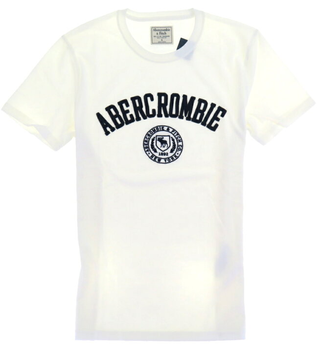 楽天市場 Abercrombie Fitch アバクロ ビンテージ加工 アップリケロゴ Tシャツ 白 296 Fresta7楽天市場店