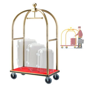 ベルカート ホテルカート 台車 キャスター付き 荷物用カート 高級ホテル専用 手押し台車 業務用 ベルカート ホテルカート 荷物用台車 荷物用カート チタン製ステンレス製 ゴールド仕上げ