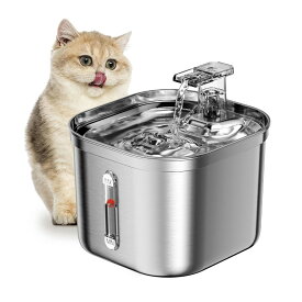 ペット用自動給水器 ステンレス 水飲み器 猫 小型犬水やり器 活性炭フィルター付き アダプター付き 3つの給水モード 水量を観測 静音 軽量 大容量2L 節電 省エネルギー 蛇口式出水 取り外し可能 お手入れ簡単