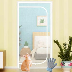 猫網 犬ドア 網戸 高さ200cm ペットゲート 犬 猫 通気 軽量 メッシュ 貼るタイプ 穴あけ不要 マジックテープ 脱走防止 侵入防止 うさぎ 赤ちゃん ペット蚊帳 庭 室内 玄関 階段 室外 贈り物:手