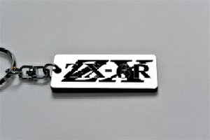 A-111-2 ZX-6R アクリル製 銀黒 シルバー2重リングオリジナルキーホルダー カワサキ マフラー ハンドル 外装 ミラー カスタム パーツ 等のアクセサリー