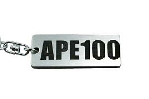 A-639-2 APE100 アクリル製 銀黒 シルバー2重リングオリジナルキーホルダー ホンダ エイプ100 マフラー ハンドル 外装 ミラー カスタム パーツ 等のアクセサリー