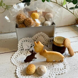 くまとうさぎの生カラメルクッキー缶　ギフト　お菓子　焼き菓子 　プレゼント 　個包装　プチギフト　とろーり　生キャカメル　母の日　プレゼント　マザーズディ　可愛い　素敵　缶クッキー　動物　クリスマス　クリスマスプレゼント　X'mas X'MAS