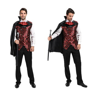 L〜XL Men's ハロウィン 衣装 ドラキュラ 吸血鬼 伯爵 コウモリ バンパイア 男性用 メンズ用 ハロウィーン 王様ハロウィン衣装 コスプレ衣装 コスチューム