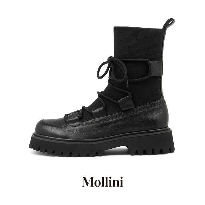 楽天市場】ブーツ レディース レザーニット MOLLINI モリーニ レザー 