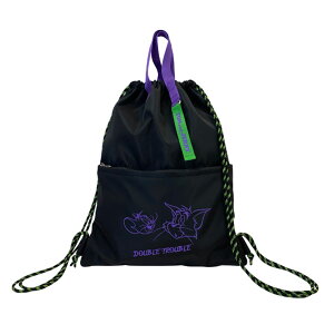 【LINE登録⇒クーポン配布中】 TOM and JERRY トムとジェリー 公式 スポーティナップサック W-TJ1462 軽量 大容量 ユニセックス バッグ ナイロン 巾着 リュック 多機能 ファスナーポケット付き キャ