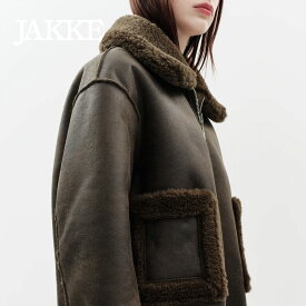 ジャケット ブルゾン レディース リバーシブル ジャッキー Jakke VERA boa Jacket ボアジャケット ムートン エコ 軽量 ボックス シルエット ボリューム サステナブル ヴィーガンレザー 雑誌掲載 新着商品