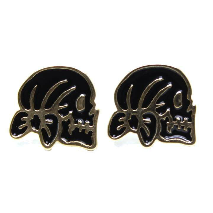 楽天市場】ピアス ポスト リボンスカル骸骨 乙女ドクロ りぼん 黒 両耳  