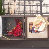 【ブック型大輪ムーン】【名入れ】結婚祝いプリザーブドフラワー時計壁掛け置き時計両親フレーム名入れ還暦祝い女性母結婚祝い誕生日祝い
