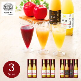 りんご村からのおくりもの 信州の果実ジュースセット500ml 【のし包装無料 送料 フルーツジュース りんごジュース 葡萄ジュース 白桃ジュース ギフト 瓶詰め 高級 国産 果物 贈答 プレゼント 内祝い 人気 ランキング 詰め合わせ 子供 大人 天然糖 信州】