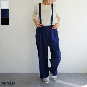 �y���������zARMEN�i�A�[�����jLINEN COTTON PLAIN OVERDYE ADJUSTER TACK PANTS WITH SUSPENDERS