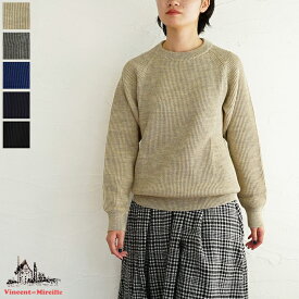 【sale20%off】【返品不可】【送料無料】Vincent et Mireille（ヴァンソンエミレイユ）8ゲージ畦編みクルーネックニット