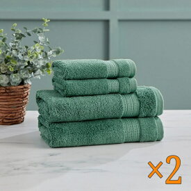 グランデュール ハンドタオル2枚 + ウォッシュタオル 2枚 ×2セット - Grandeur Hand/Wash Towel 4PK ×2set