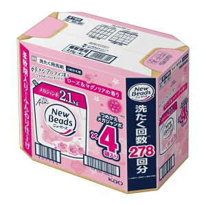�j���[�r�[�Y �ߗ��p������ ���[�Y & �}�O�m���A�̍��� �l�ւ� 2.1kg x 4�p�b�N - NEW BEADS Liquid Laundry Detergent Rose & Magnolia Scent Refill 2.1kg x 4 Packs