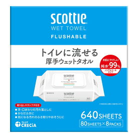 スコッティ トイレに流せる厚手ウェットタオル 80枚×8袋　Scottie Flushable Wet Towel 80 Sheets x 8 Packs