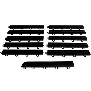 Moto Floor K[WtA}bgGbWLbg 10 + R[i[GbW1 (X) - Moto Floor Modular Garage Flooring Edge Kit Black 10 pieces + Corner Edge 1 piece Female