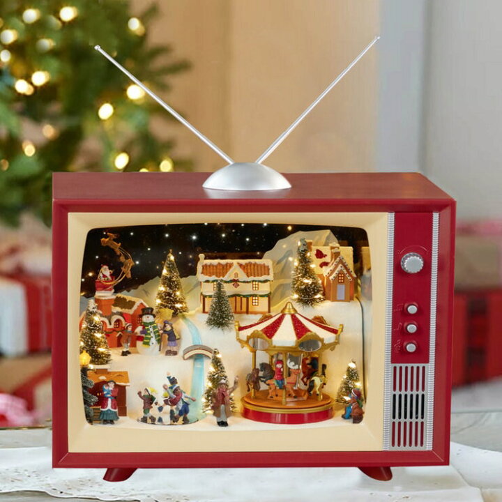楽天市場】クリスマス レトロ TV ライト & ミュージック付 - 18in  