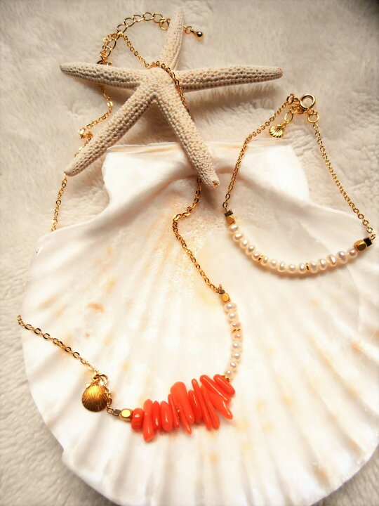 楽天市場】Mermaid jewelry ターコイズ 赤サンゴ ミニ淡水パール 