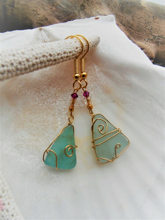 楽天市場 Mermaid Jewelry 天然シーグラス 約2cm玉 １４kgfピアス スワロフスキー オリジナル ハンドメイドアクセサリー ハワイジュエリー マリンスタイル Fritz Mart 楽天市場店