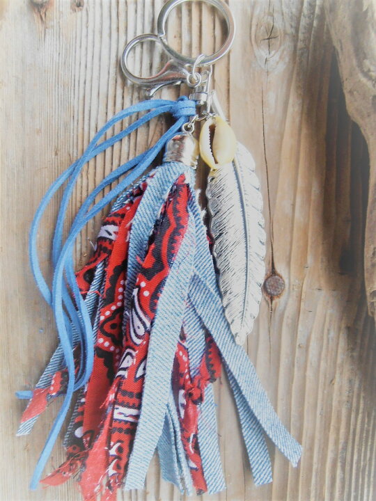 楽天市場】Mermaid jewelry バンダナデニムタッセルキーホルダー キー 