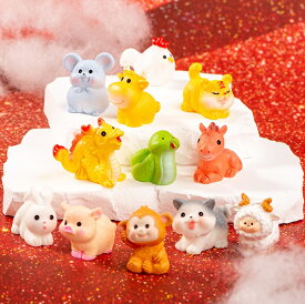 ミニチュアドール 干支の置物 十二支 子 丑 寅 卯 辰 巳 午 未 申 酉 戌 亥 セット ミニチュア テラリウム コケリウム フラワーポット 鉢植え 置物 置き物 おきもの アニマルオブジェ ガーデン フィギュア 模型 小さい 人形 インテリア DIY 12個セット ディスプレイ ジオラマ