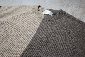 【ポイント20倍】soglia-LERWICK sweater-beige×brown-M-L　ソリア　Made in JAPAN　シェットランドウール　ニット　セーターブラウン　バイカラー
