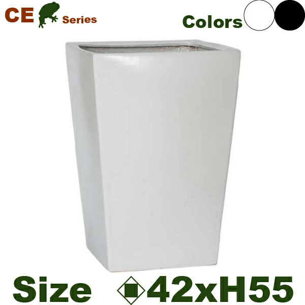 CE 角高鉢42（ロ42cm×H55cm）（底穴あり）（尺鉢対応 陶器製 イコミ製法 軽量プランター ポット）