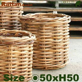 Rattan Basket M B1281（直径50cm×H50cm）（底穴なし）（ラタン/藤）（植木鉢/鉢カバー）（プランター/寄せ植え）