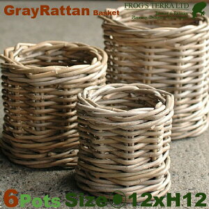 Gray Rattan Basket S 6Zbg B1232ia12cm×H12cmjiꌊȂji^/jiAؔ/Jo[jiv^[/񂹐A/|bgj