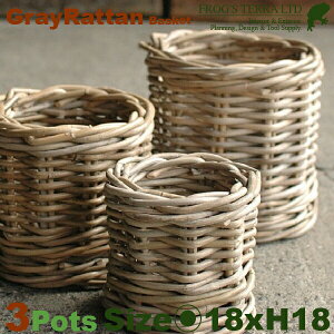 Gray Rattan Basket L 3Zbg B1234ia18cm×H18cmjiꌊȂji^/jiAؔ/Jo[jiv^[/񂹐A/|bgj