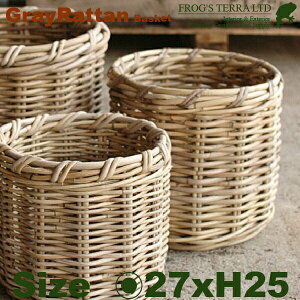 Gray Rattan Basket M 2Zbg B2291ia27cm×H25cmjiꌊȂji^/jiAؔ/Jo[jiv^[/񂹐A/|bgj